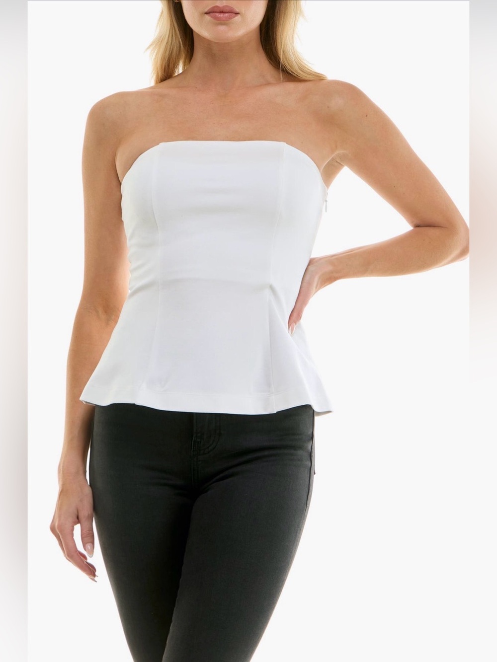 Socialite Peplum Tube Top white ivory small NWT